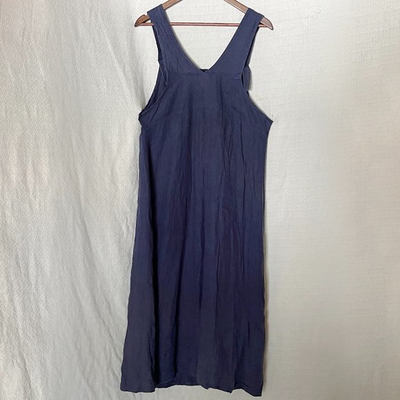 Vintage Match 100% Linen Navy Overall Dress Size M | Made in the USA - Picture 2 of 6